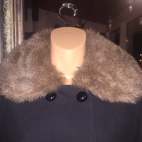 ❄️NWOT Banana Republic faux fur trim long jacket - Picture 3 of 8